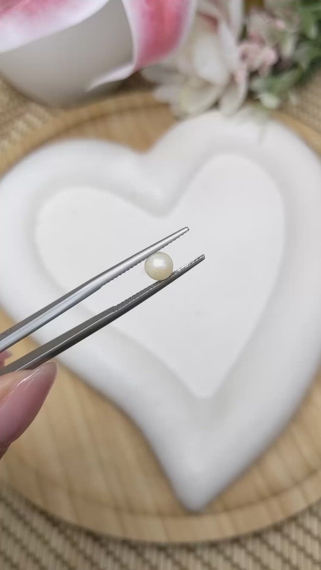 1.20 Ct. Cream with Silver Overtone Akoya Pearl from China Size Video