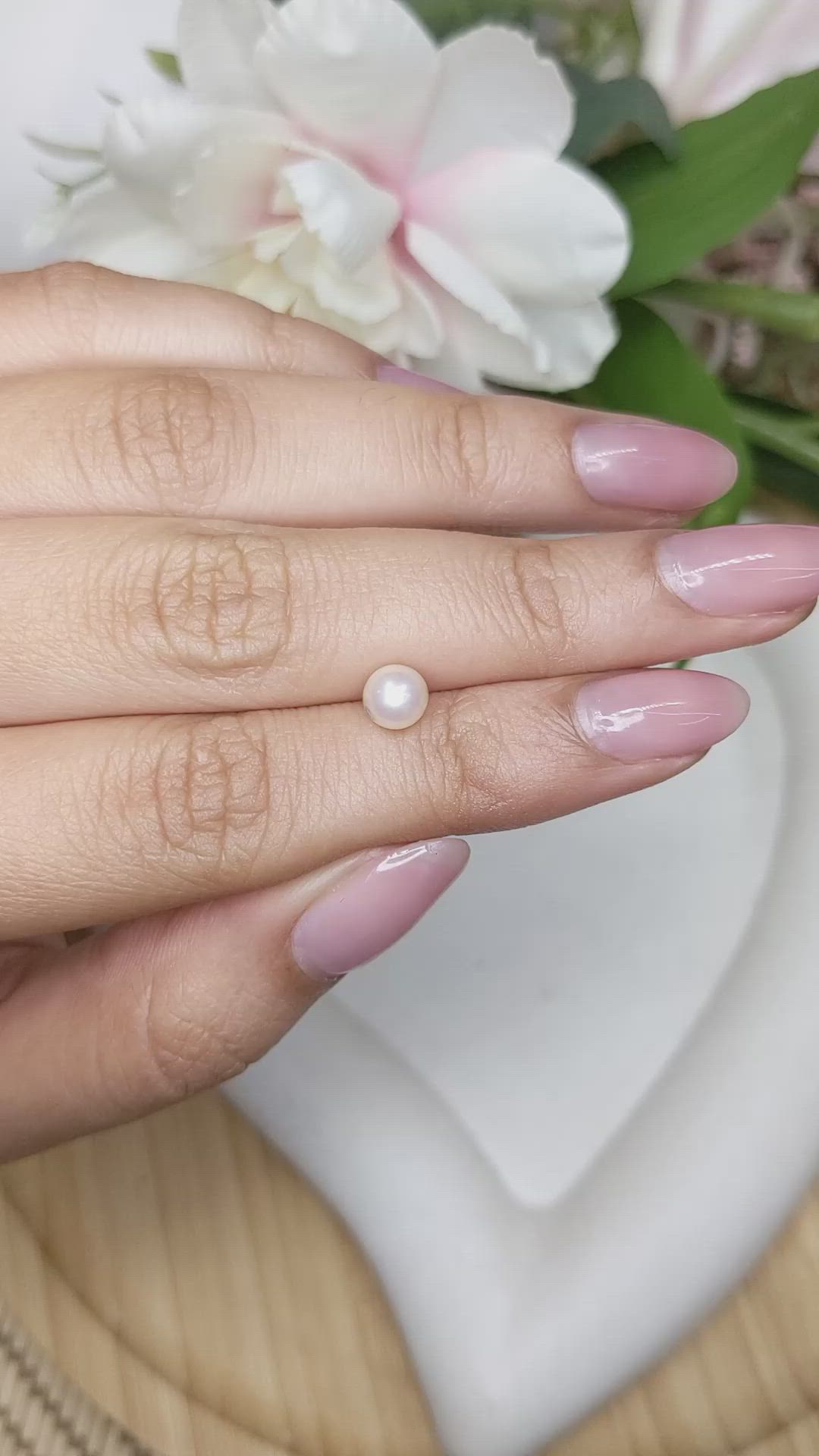 1.24 Ct. Cream with Silver Overtone Akoya Pearl from China Size Video