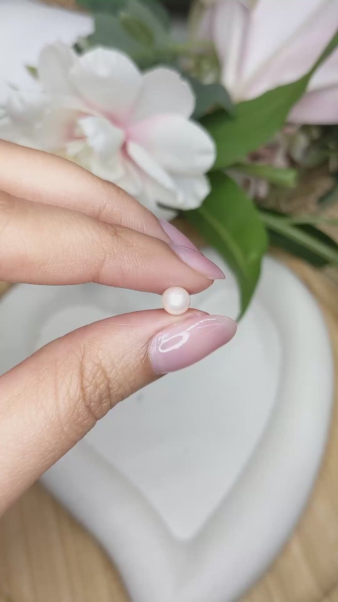 1.24 Ct. Cream with Silver Overtone Akoya Pearl from China Size Video