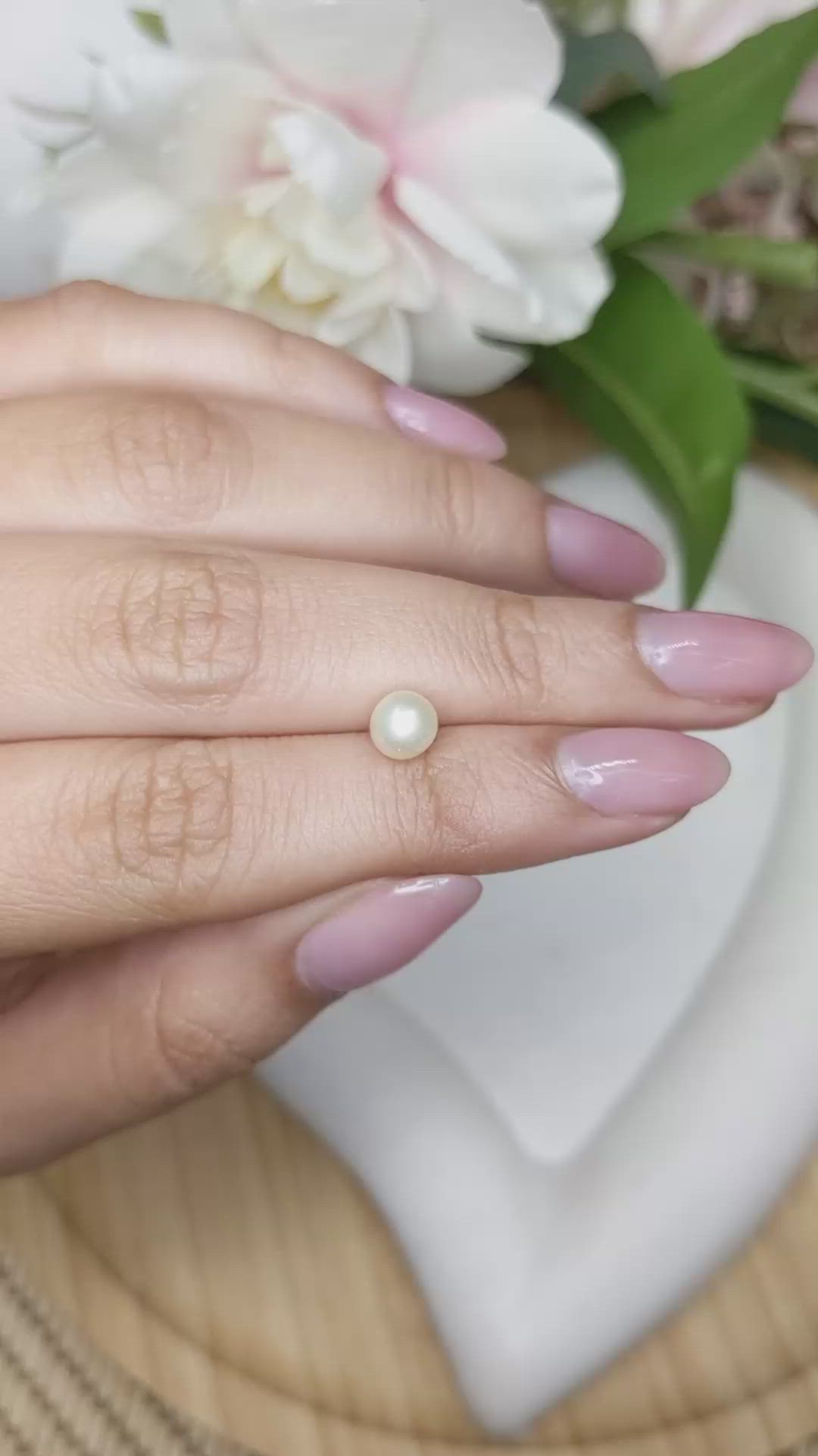 1.32 Ct. Cream with Silver Overtone Akoya Pearl from China Size Video