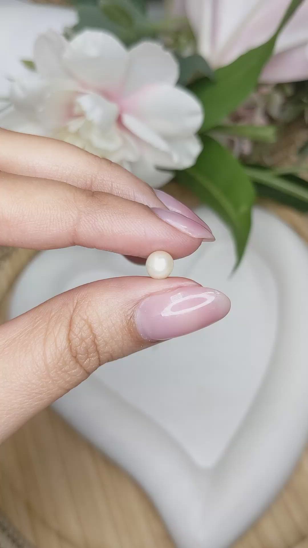 1.32 Ct. Cream with Silver Overtone Akoya Pearl from China Size Video