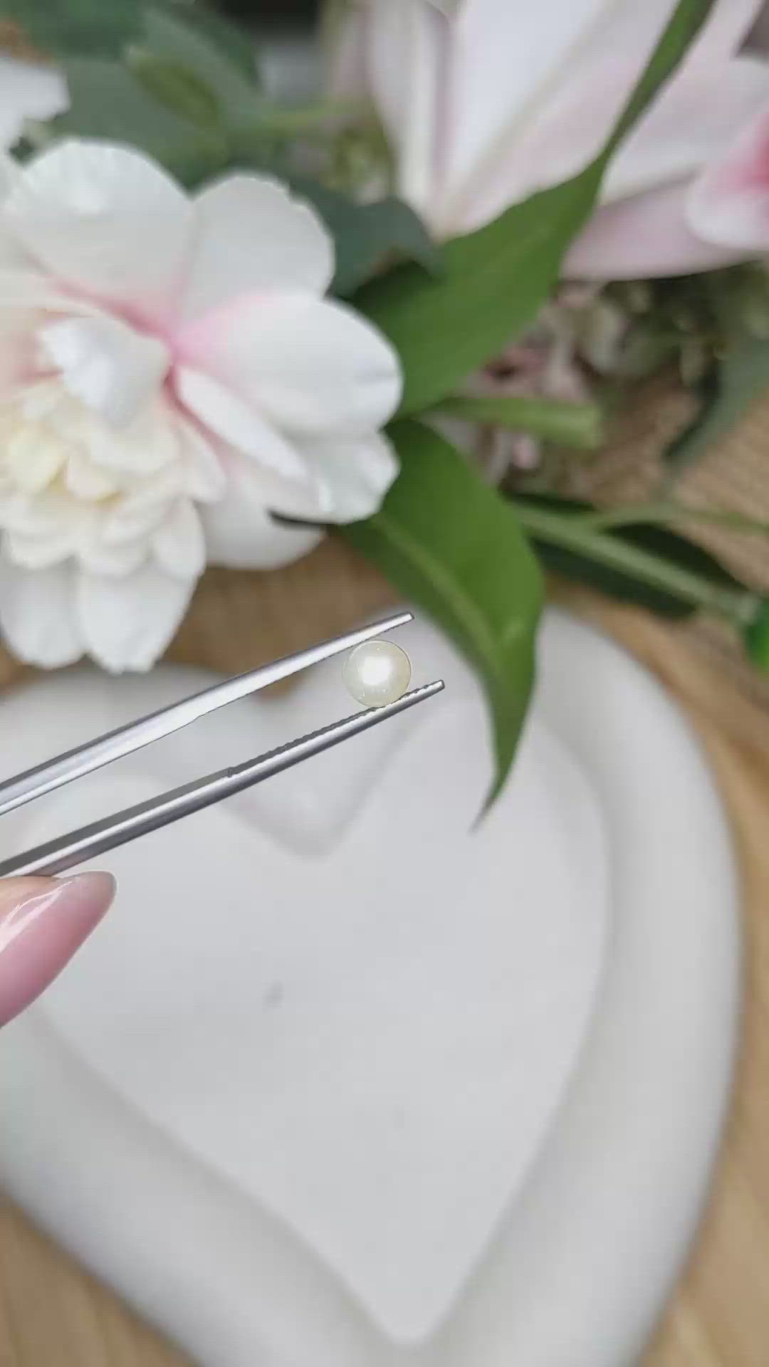 1.32 Ct. Cream with Silver Overtone Akoya Pearl from China Size Video
