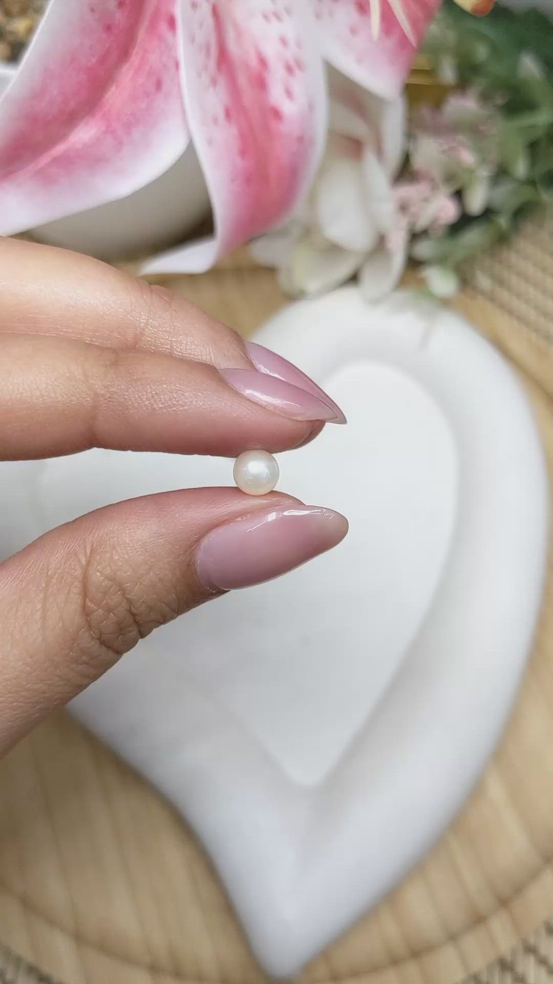 1.24 Ct. Cream with Silver Overtone Akoya Pearl from China Size Video