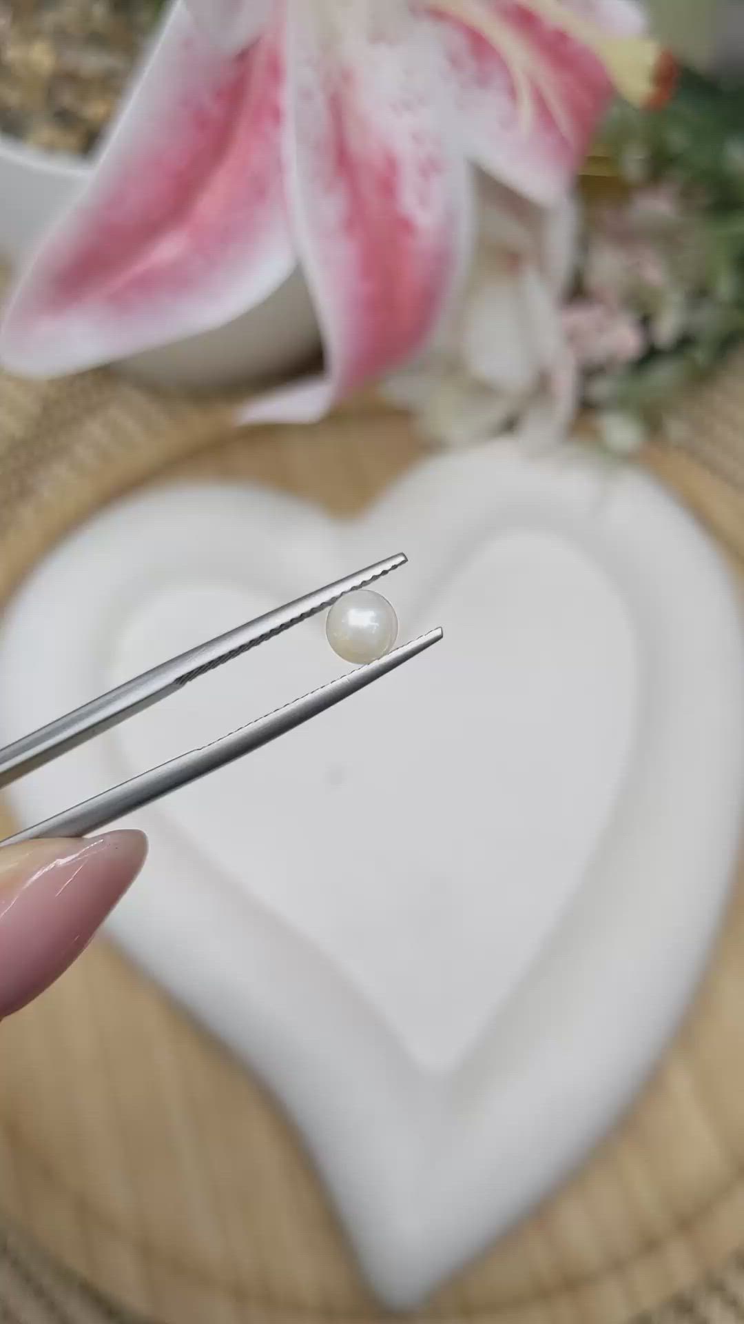 1.24 Ct. Cream with Silver Overtone Akoya Pearl from China Size Video