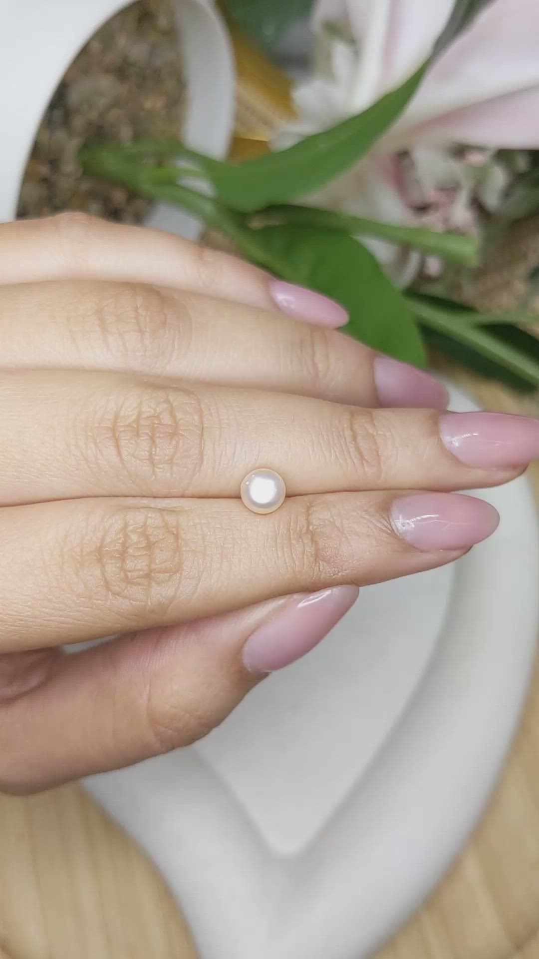 1.33 Ct. Cream with Silver Overtone Akoya Pearl from China Size Video