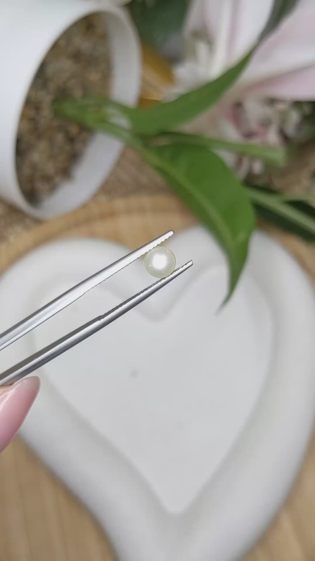 1.33 Ct. Cream with Silver Overtone Akoya Pearl from China Size Video