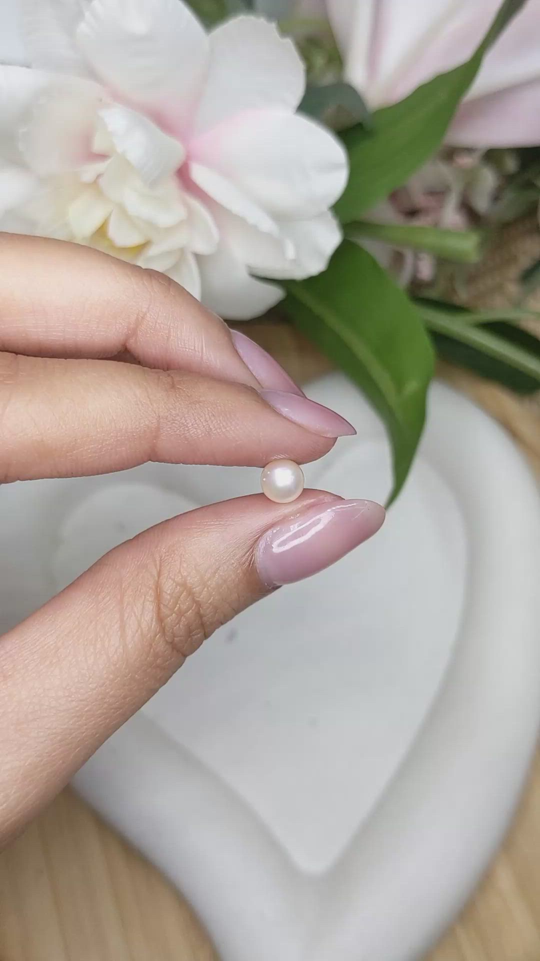 1.33 Ct. Cream with Silver Overtone Akoya Pearl from China Size Video