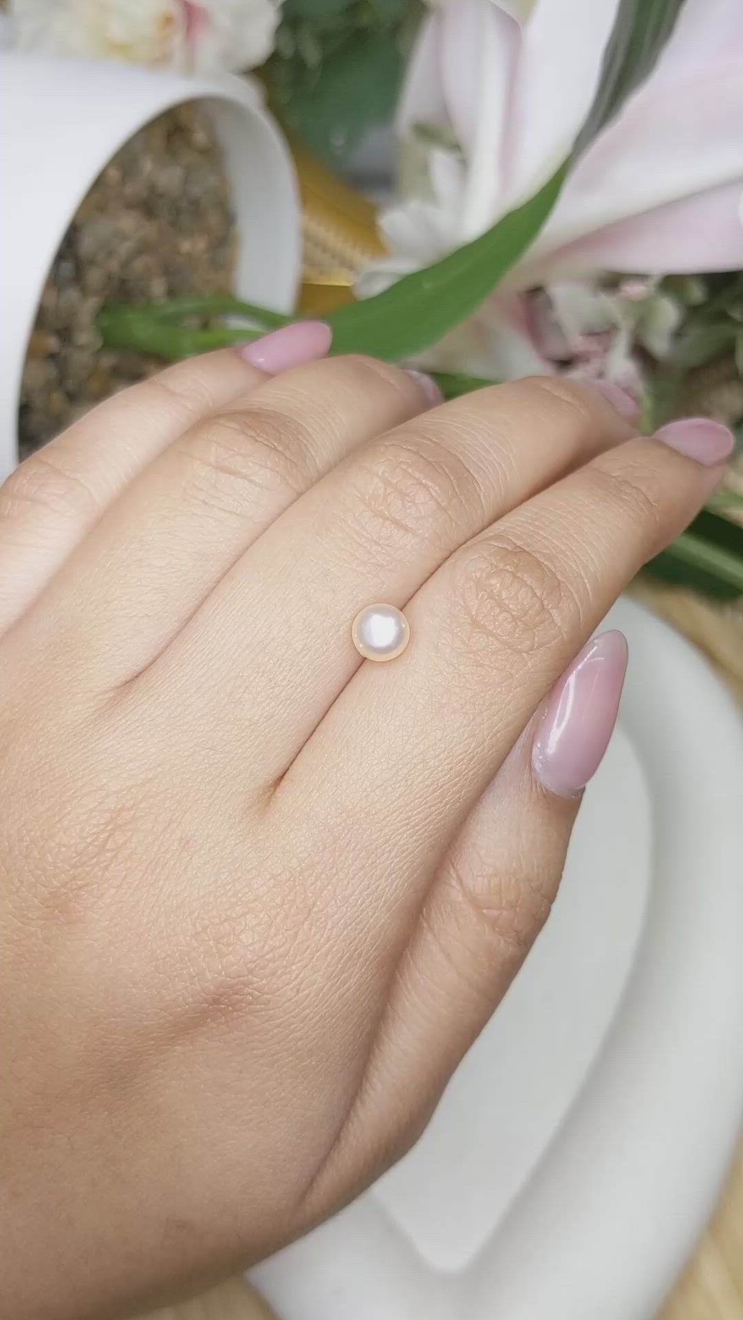 1.33 Ct. Cream with Silver Overtone Akoya Pearl from China Size Video