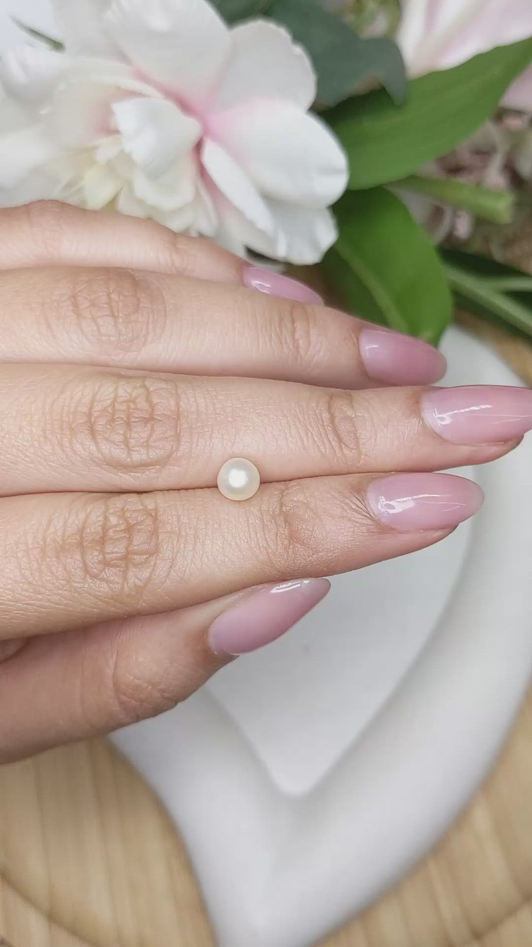 1.20 Ct. Cream with Silver Overtone Akoya Pearl from China Size Video