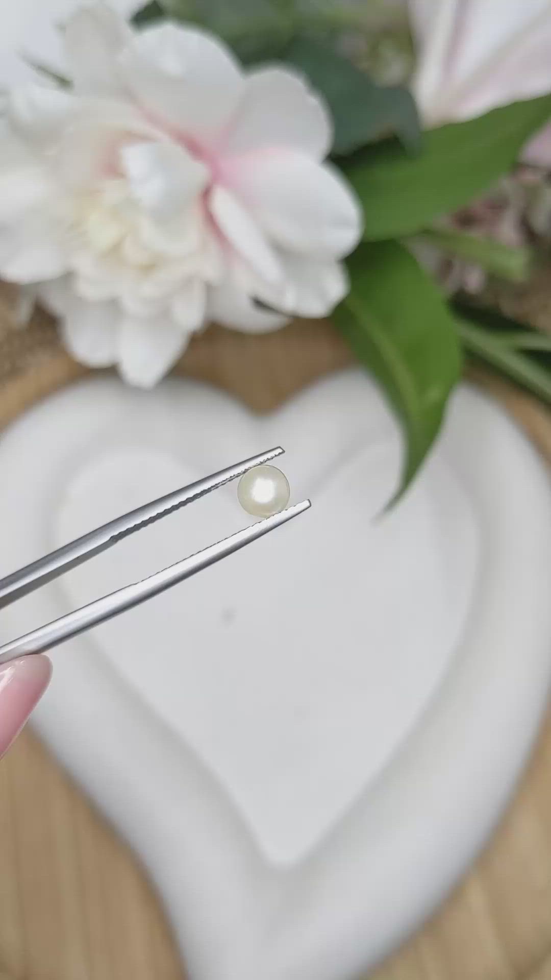 1.20 Ct. Cream with Silver Overtone Akoya Pearl from China Size Video