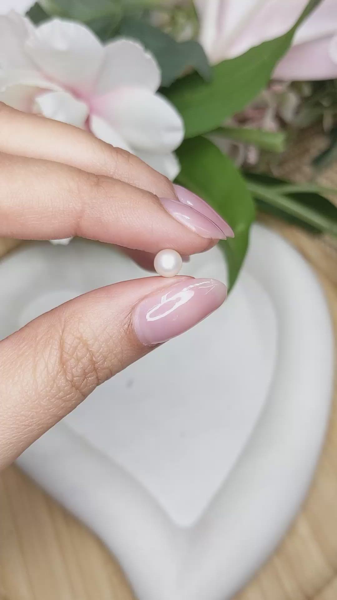 1.07 Ct. Cream with Silver Overtone Akoya Pearl from China Size Video