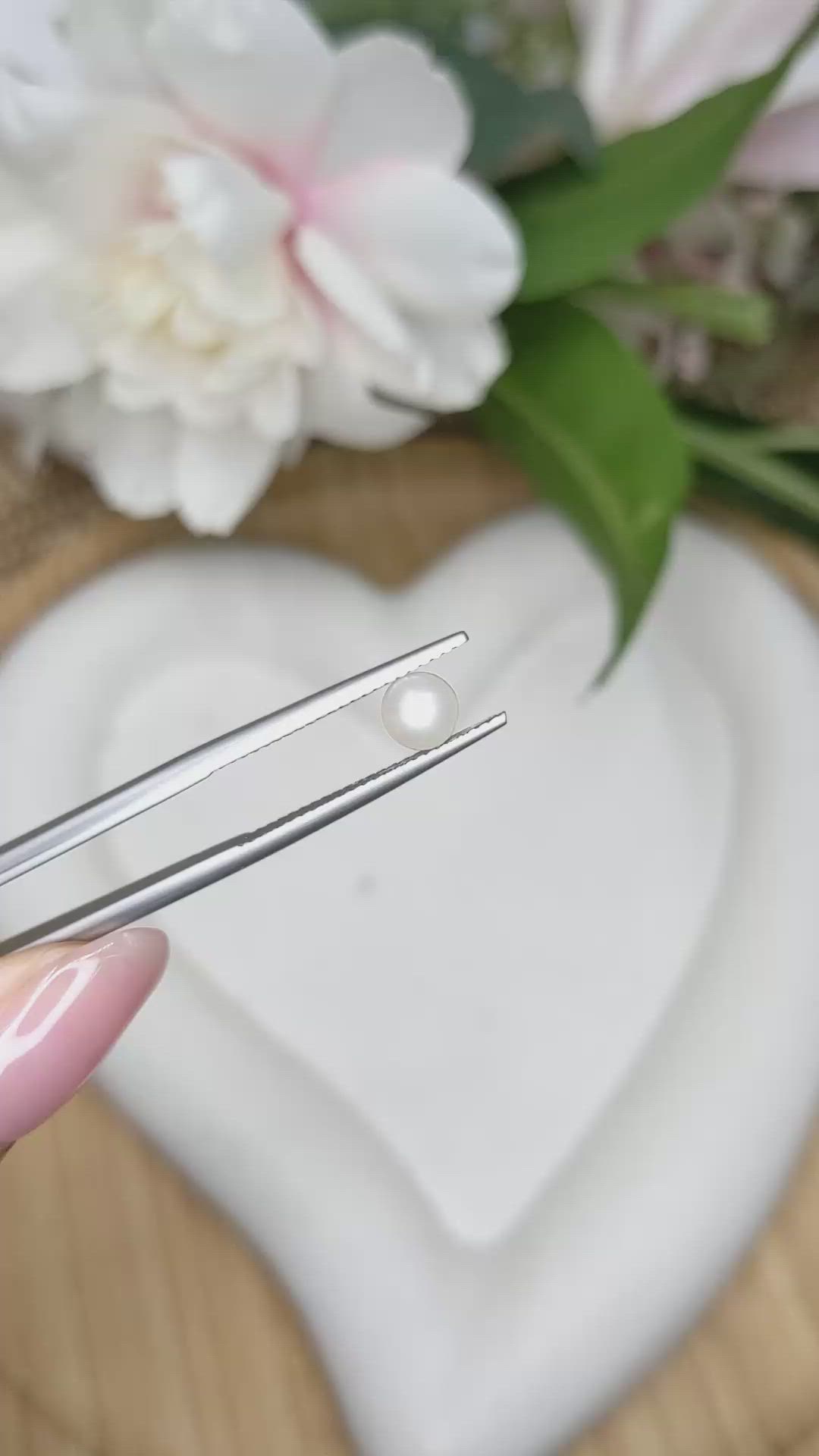 1.07 Ct. Cream with Silver Overtone Akoya Pearl from China Size Video