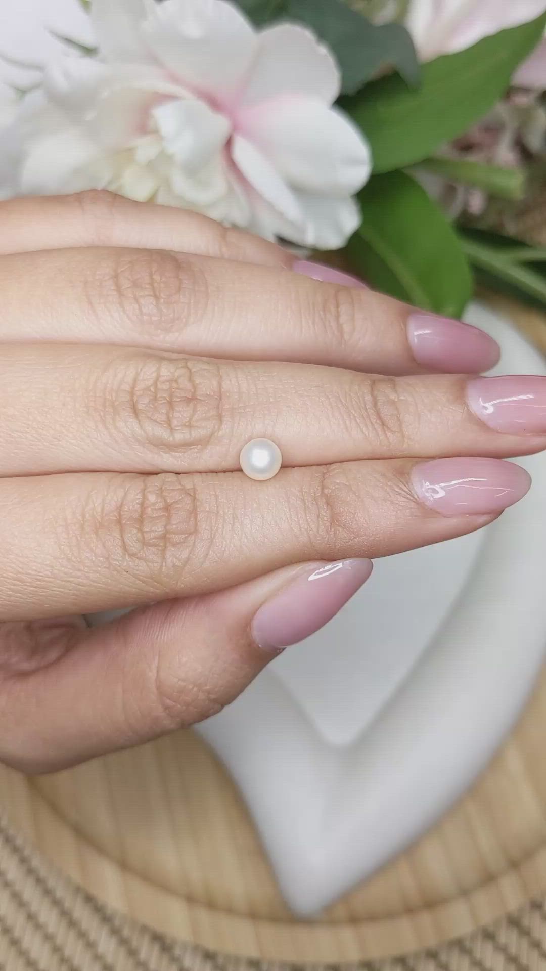 1.07 Ct. Cream with Silver Overtone Akoya Pearl from China Size Video