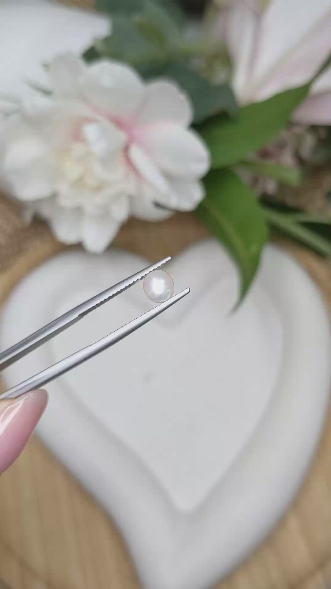1.28 Ct. Cream with Silver Overtone Akoya Pearl from China Size Video