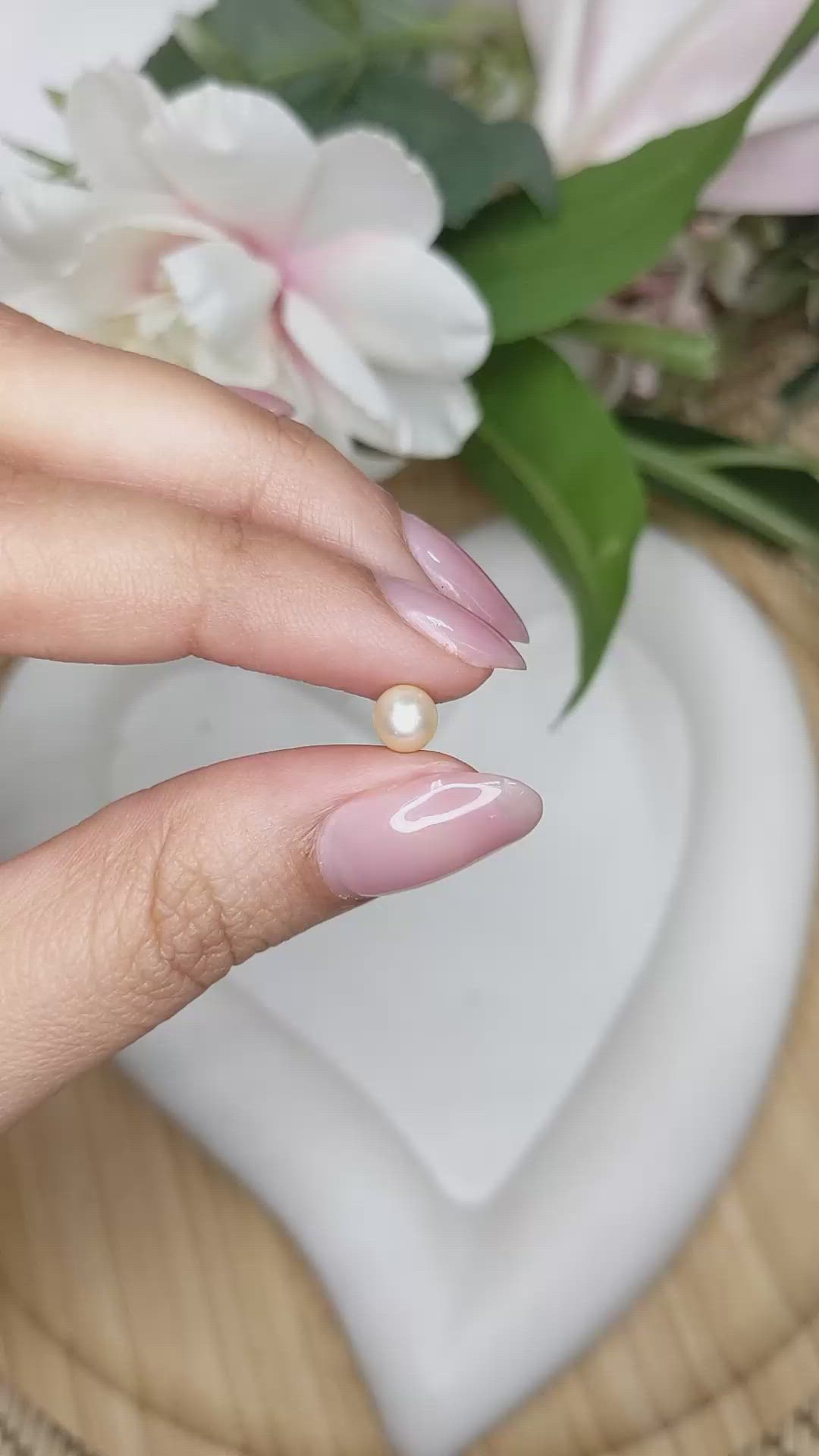 1.18 Ct. Cream with Silver Overtone Akoya Pearl from China Size Video