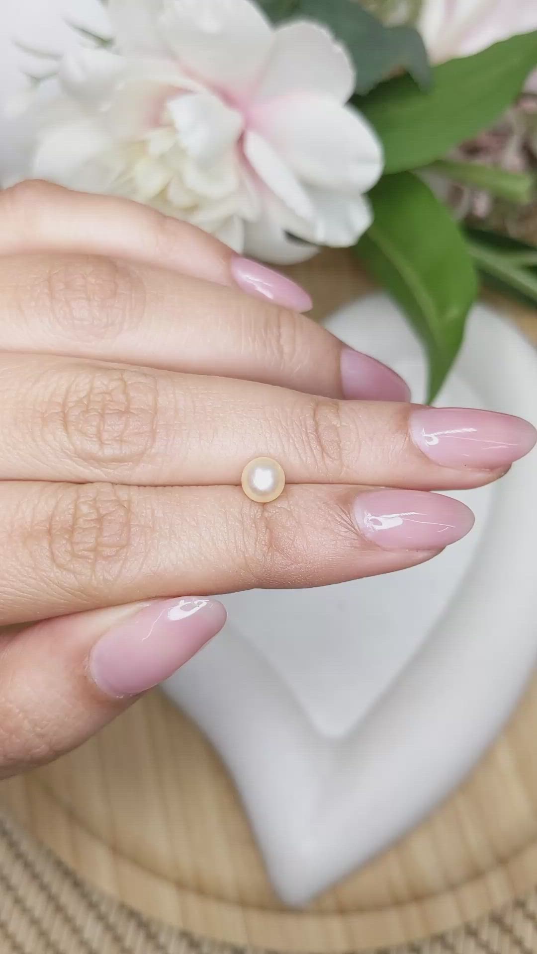 1.18 Ct. Cream with Silver Overtone Akoya Pearl from China Size Video