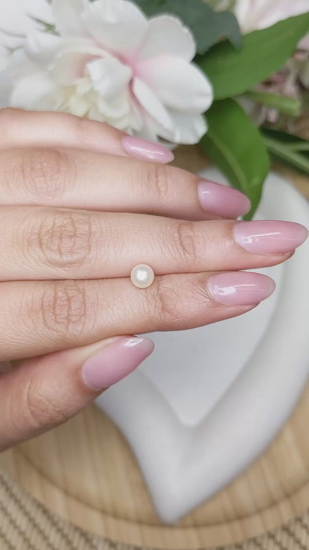 1.07 Ct. Cream with Silver Overtone Akoya Pearl from China Size Video