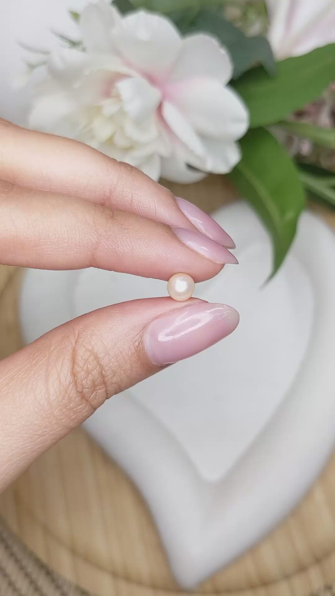 1.07 Ct. Cream with Silver Overtone Akoya Pearl from China Size Video