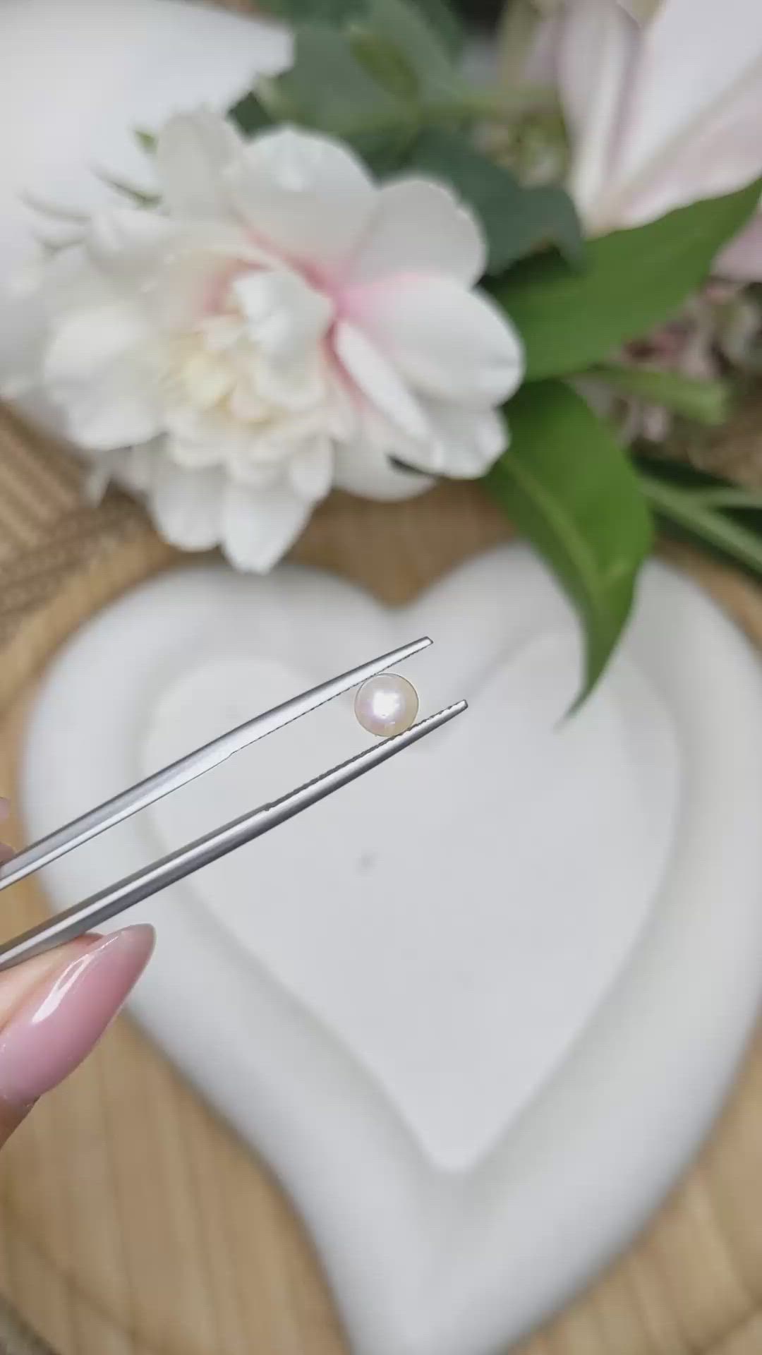 1.28 Ct. Cream with Silver Overtone Akoya Pearl from China Size Video