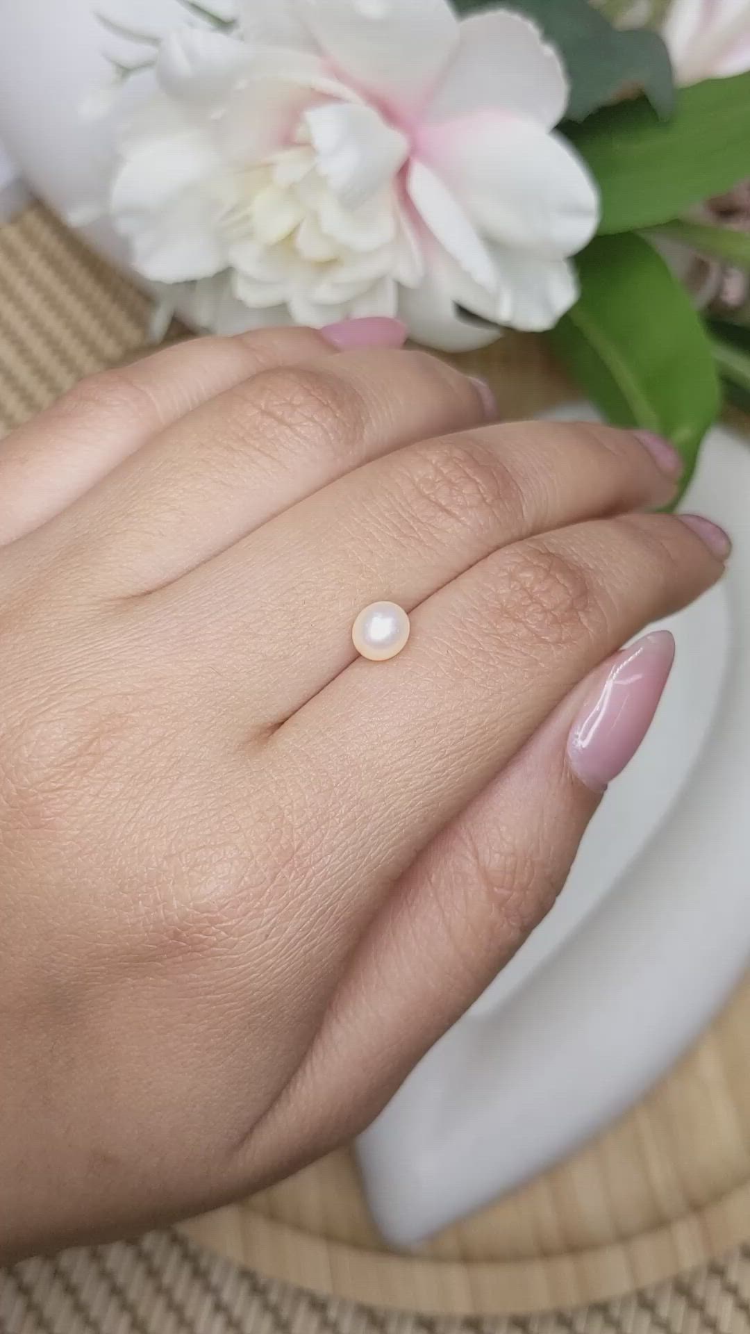1.28 Ct. Cream with Silver Overtone Akoya Pearl from China Size Video