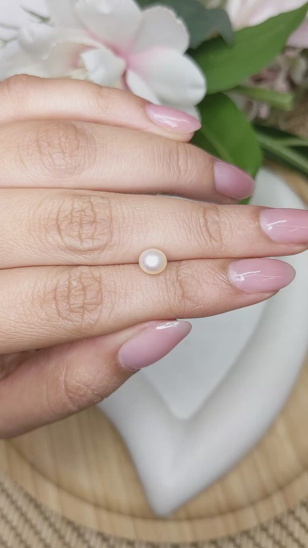 1.28 Ct. Cream with Silver Overtone Akoya Pearl from China Size Video