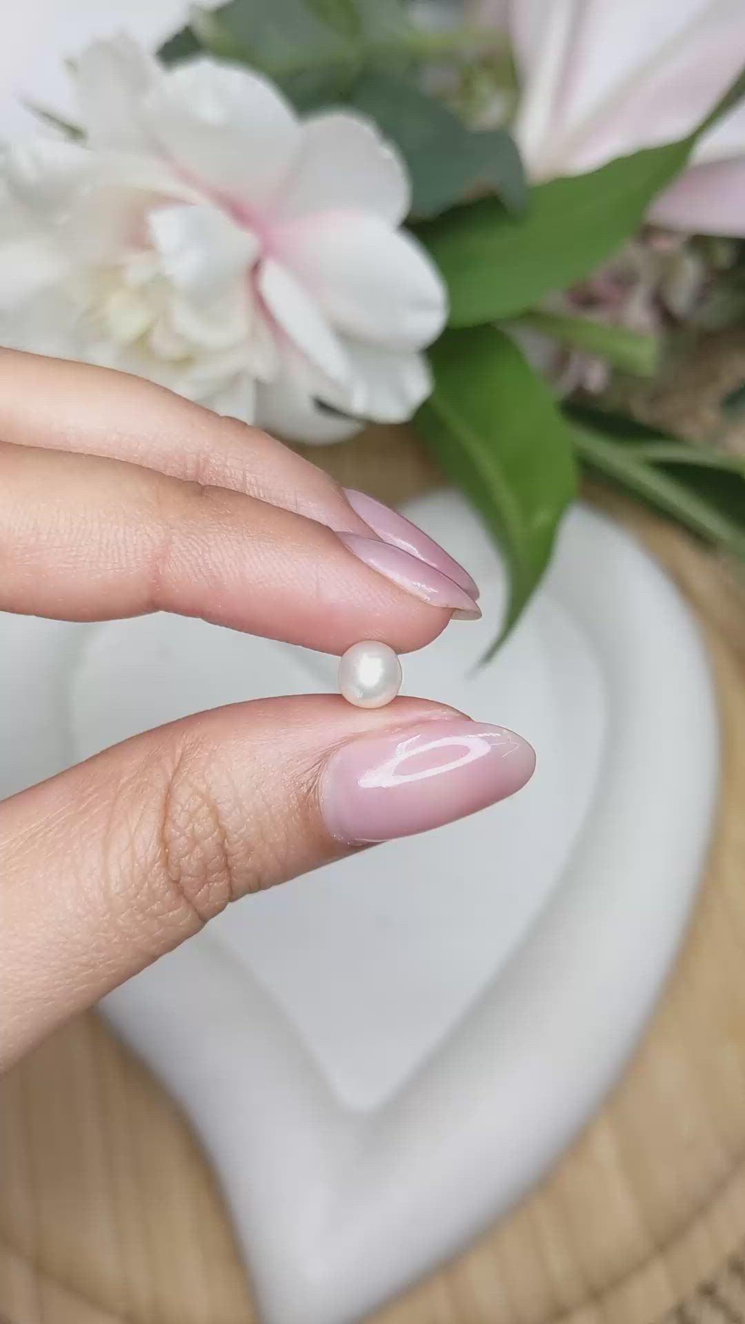 1.39 Ct. Cream with Silver Overtone Akoya Pearl from China Size Video