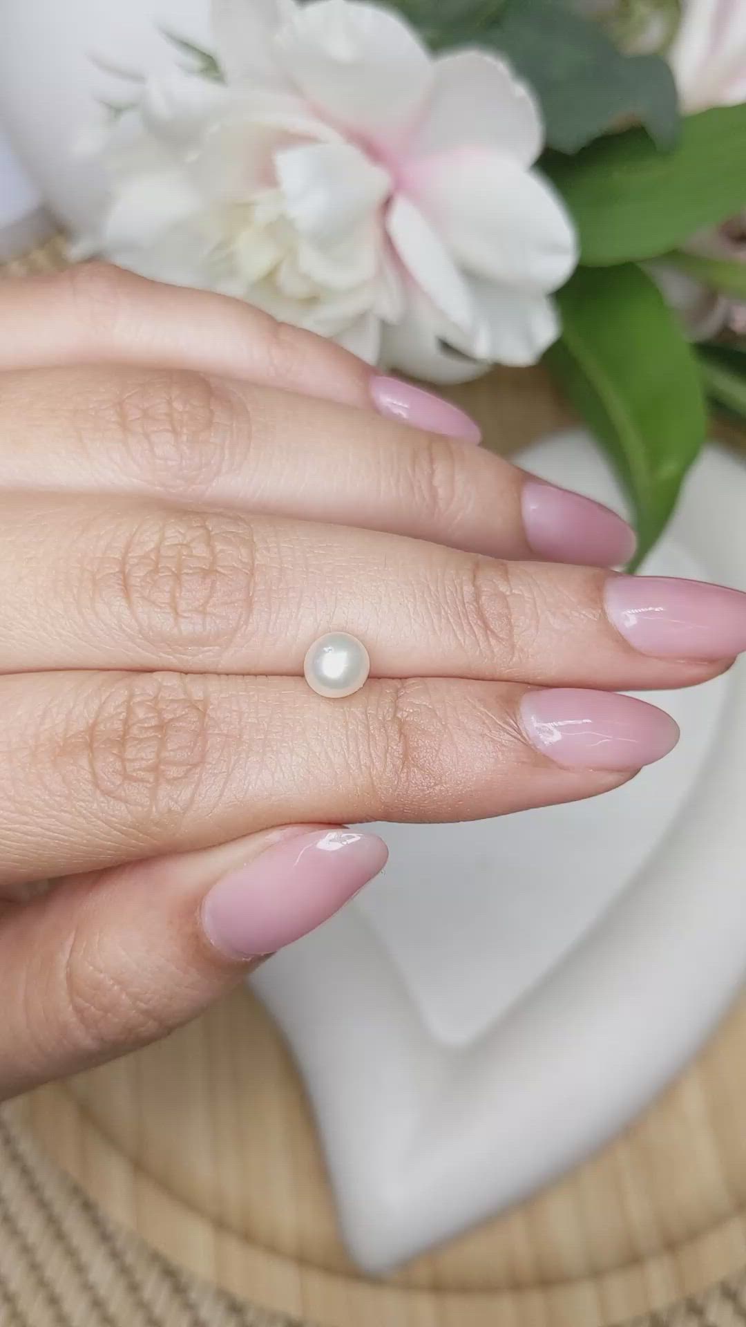 1.39 Ct. Cream with Silver Overtone Akoya Pearl from China Size Video