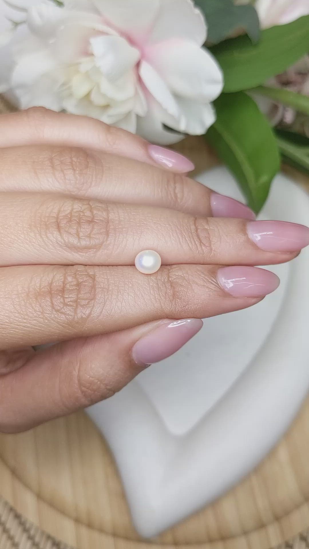 1.22 Ct. Cream with Silver Overtone Akoya Pearl from China Size Video