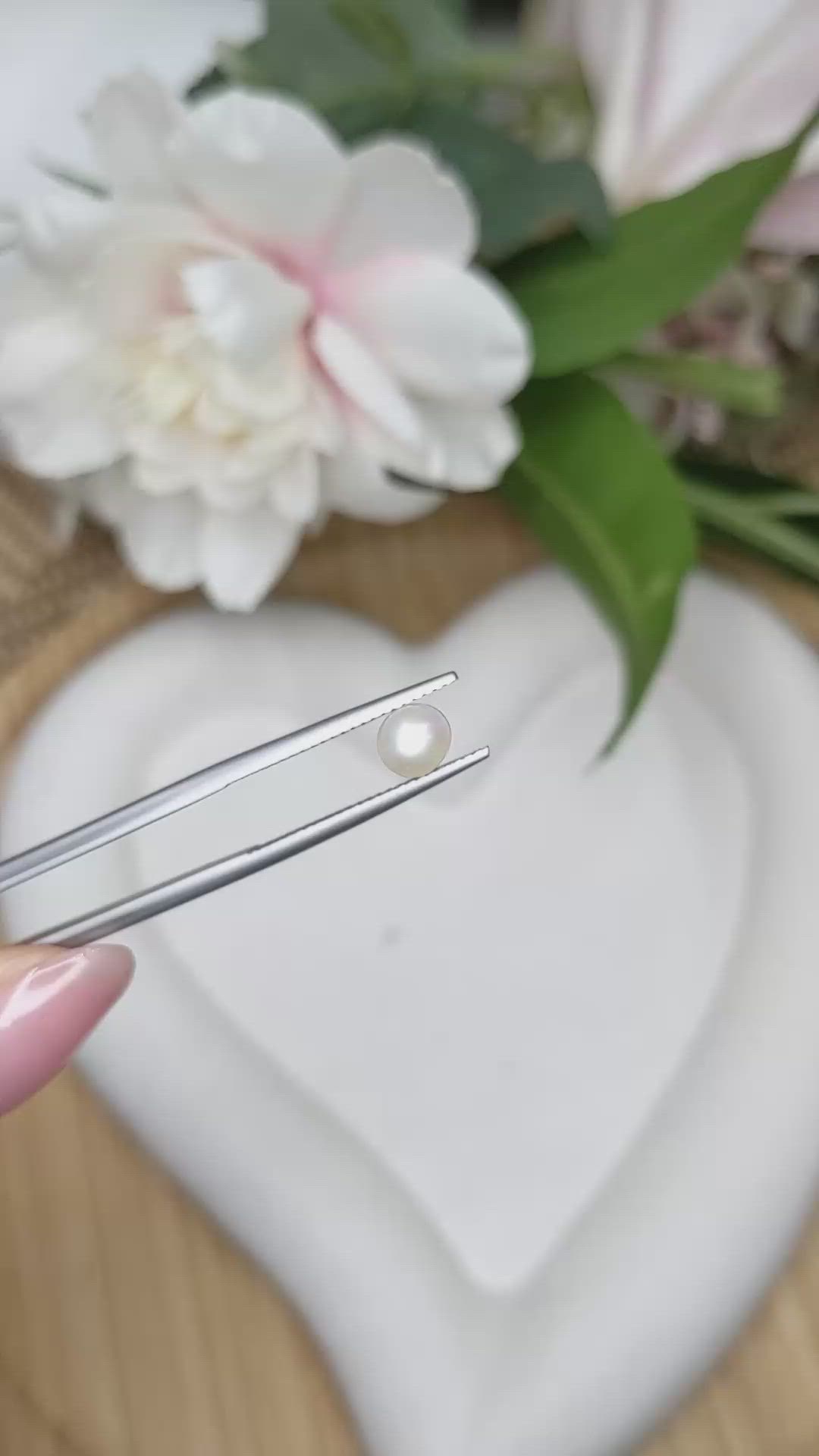 1.22 Ct. Cream with Silver Overtone Akoya Pearl from China Size Video