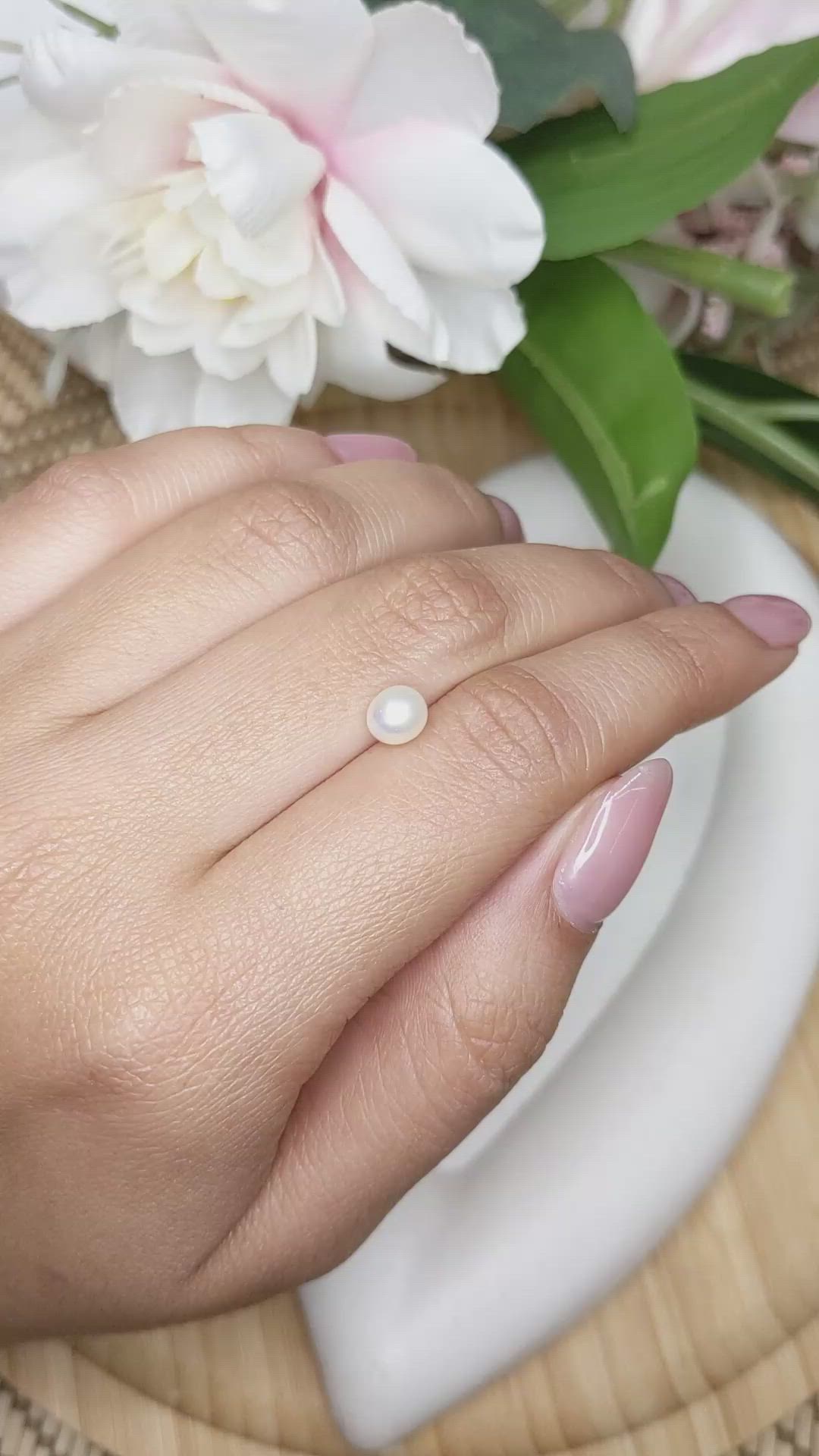 1.22 Ct. Cream with Silver Overtone Akoya Pearl from China Size Video