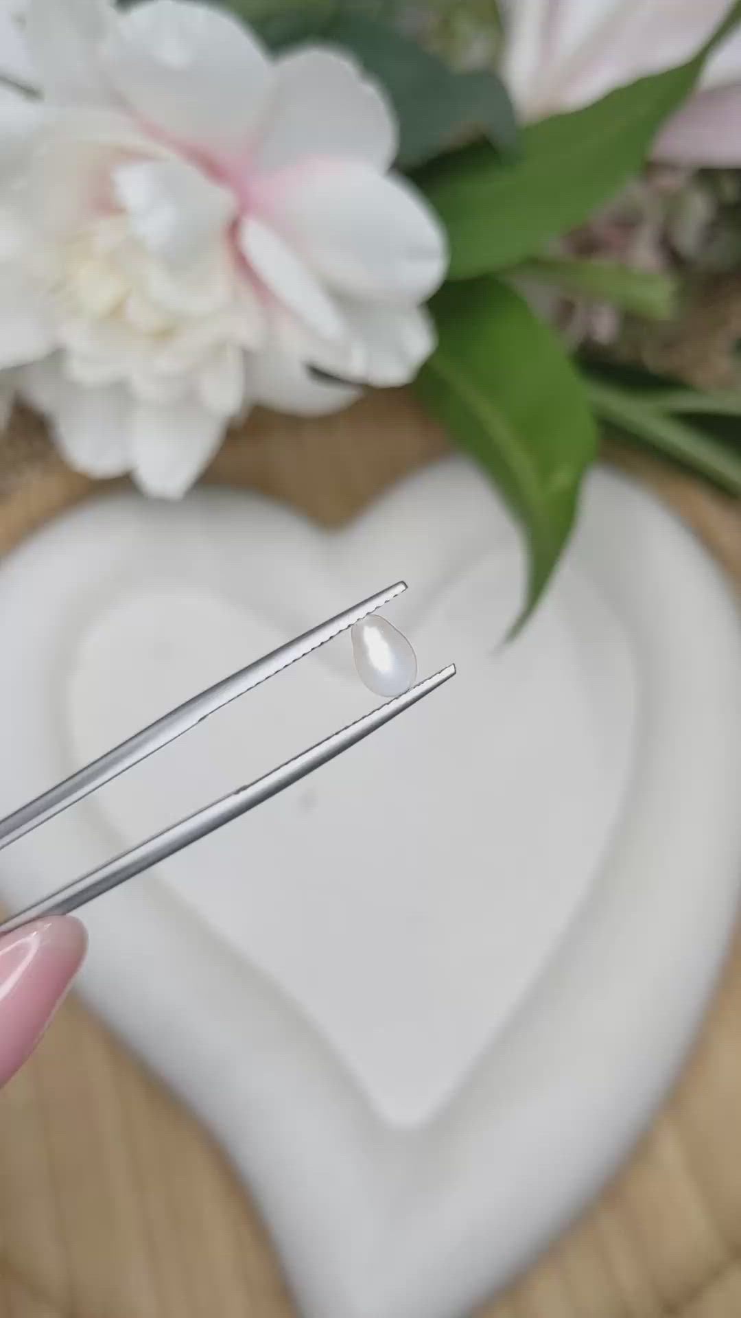 1.11 Ct. Cream with Silver Overtone Akoya Pearl from China Size Video
