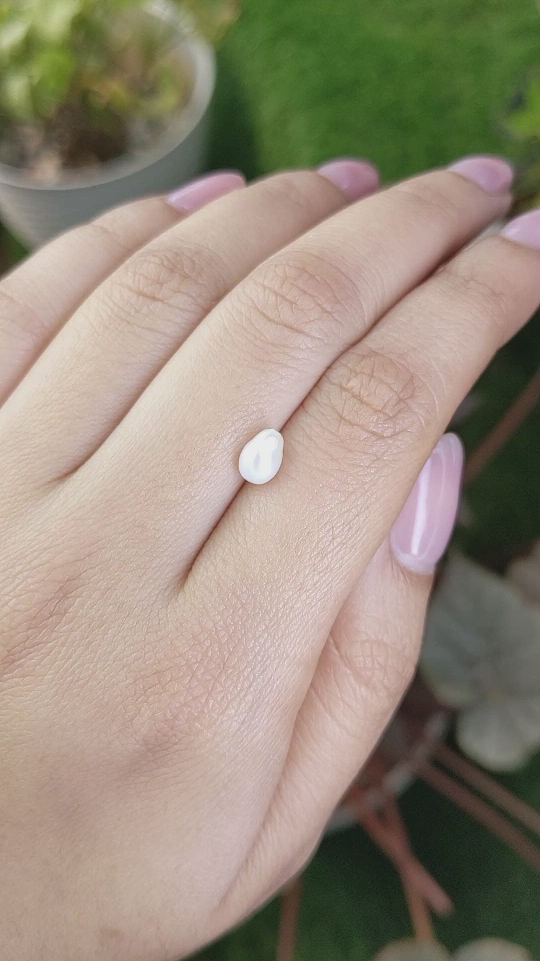 1.11 Ct. Cream with Silver Overtone Akoya Pearl from China Size Video