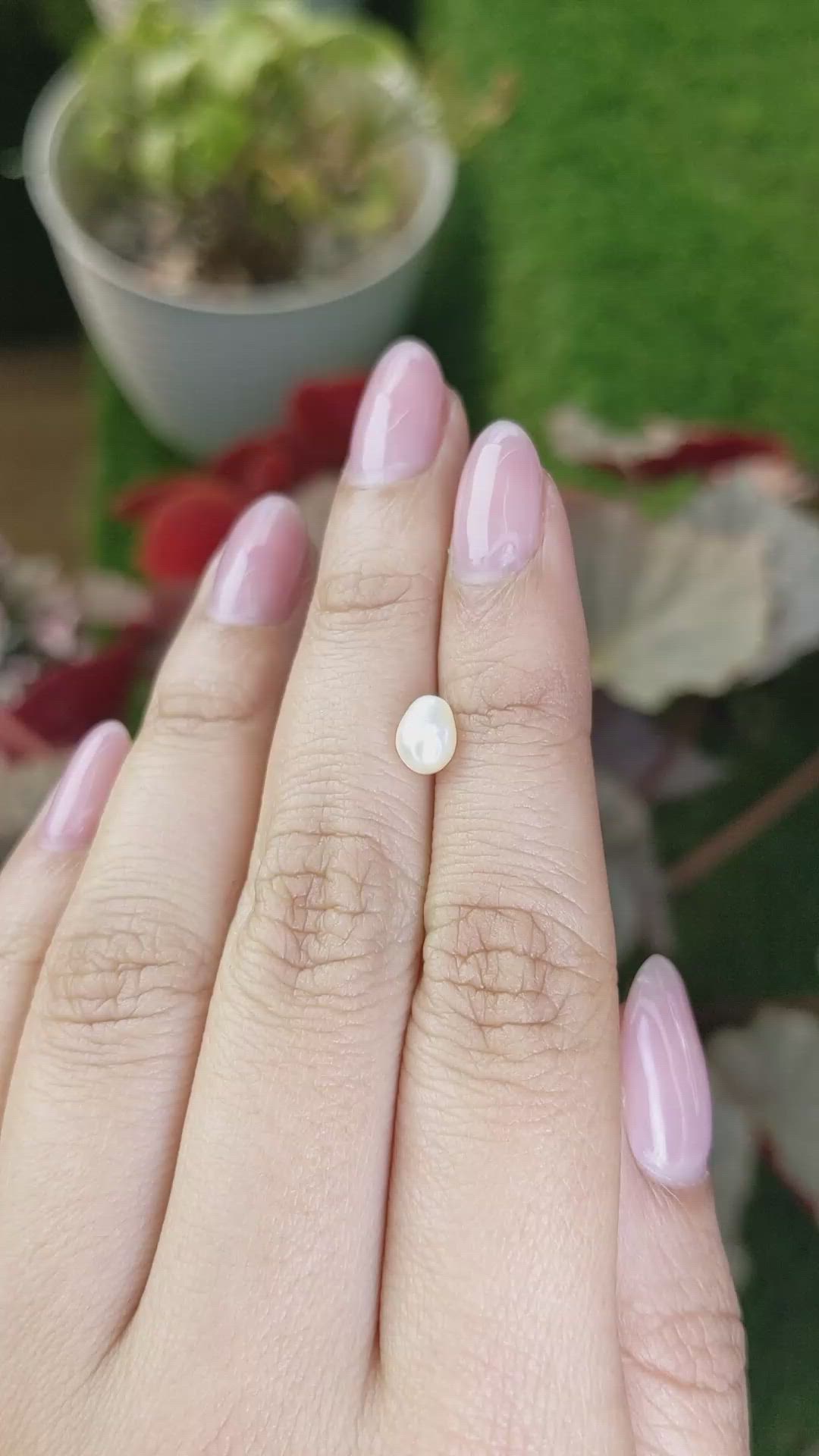 1.09 Ct. Cream with Silver Overtone Akoya Pearl from China Size Video