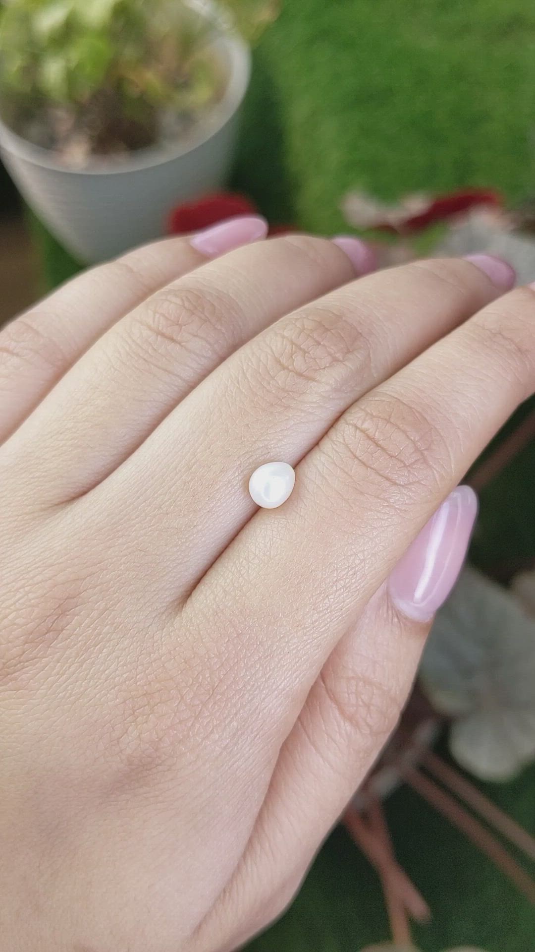 1.13 Ct. Cream with Silver Overtone Akoya Pearl from China Size Video