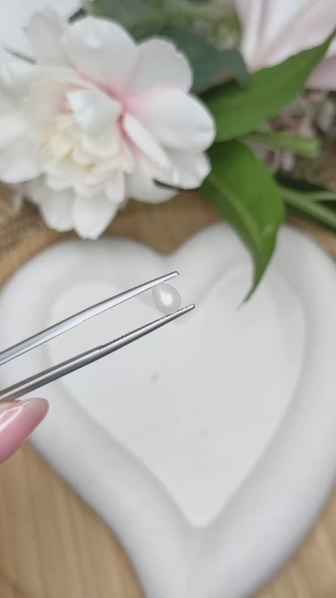 1.13 Ct. Cream with Silver Overtone Akoya Pearl from China Size Video
