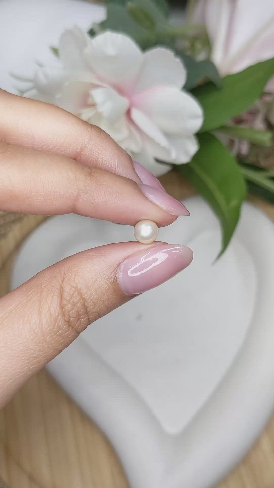 1.42 Ct. Cream with Silver Overtone Akoya Pearl from China Size Video
