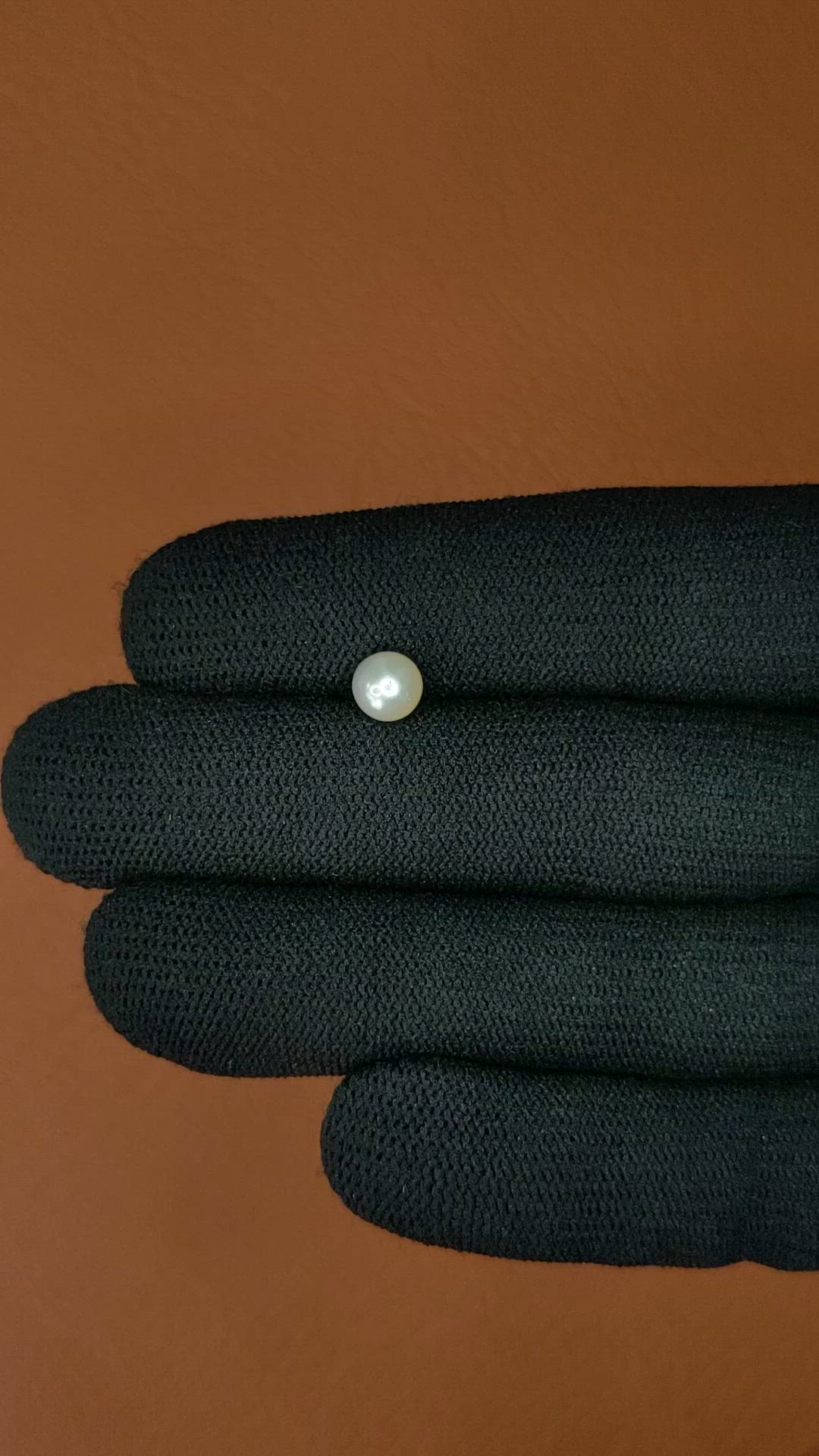 1.42 Ct. Cream with Silver Overtone Akoya Pearl from China Size Video