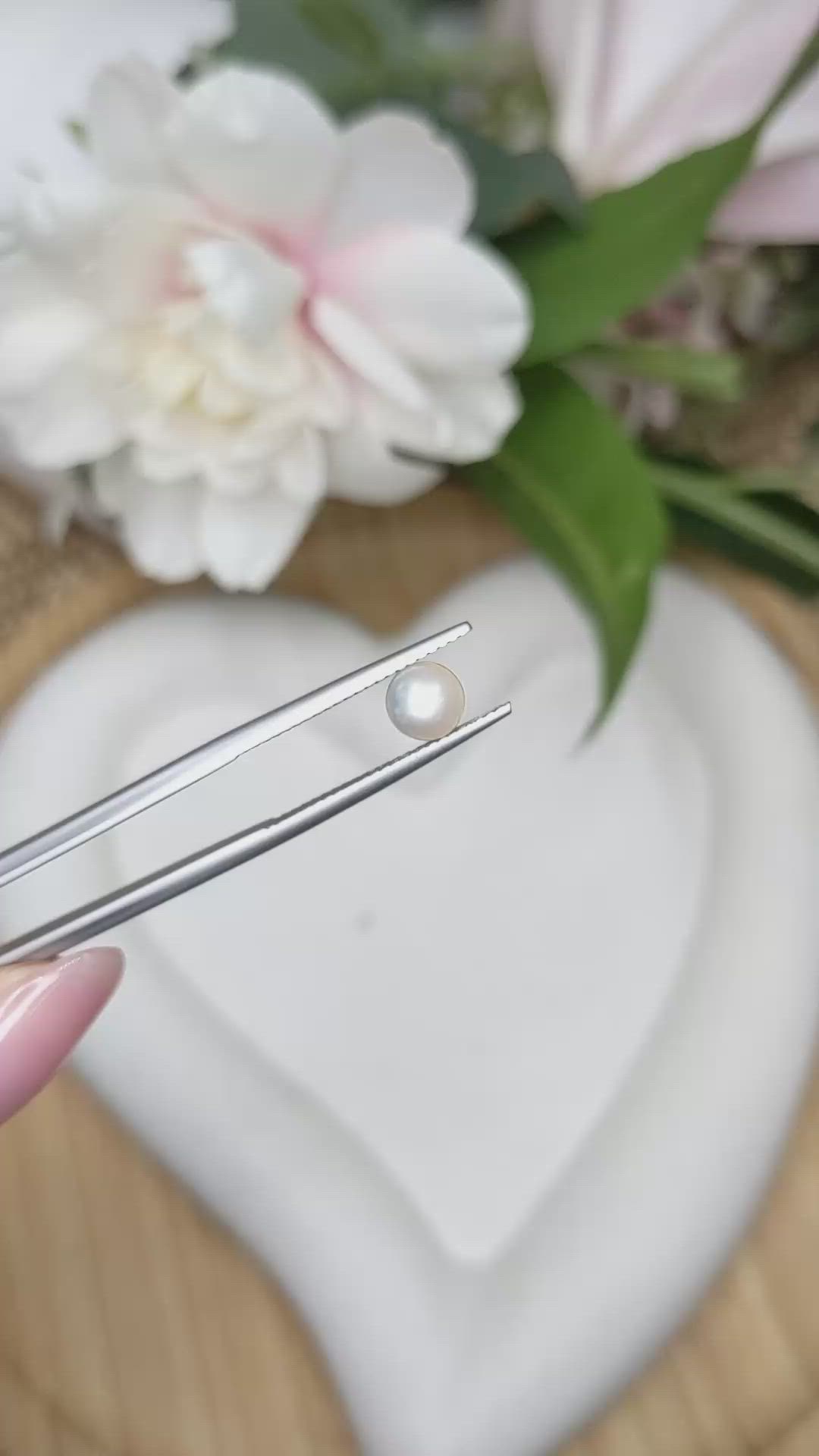 1.42 Ct. Cream with Silver Overtone Akoya Pearl from China Size Video