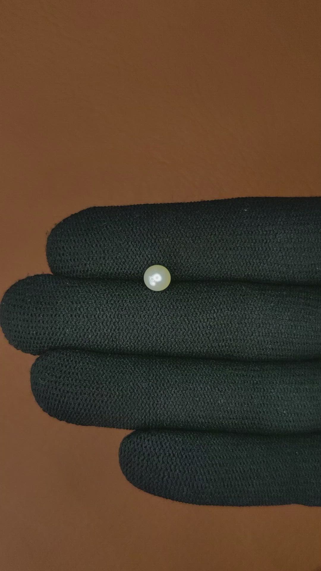 1.13 Ct. Cream with Silver Overtone Akoya Pearl from China Size Video