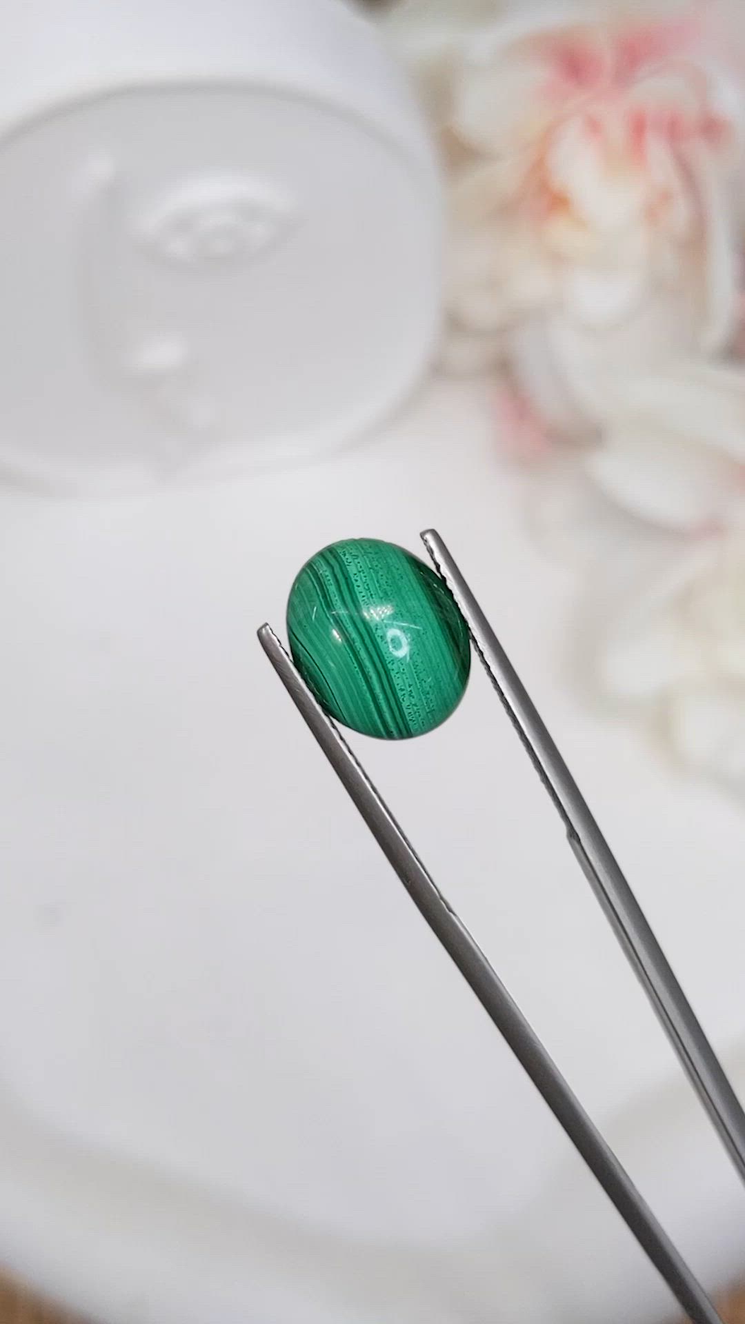 4.93 Ct. Cabochon Malachite from Russia Size Video