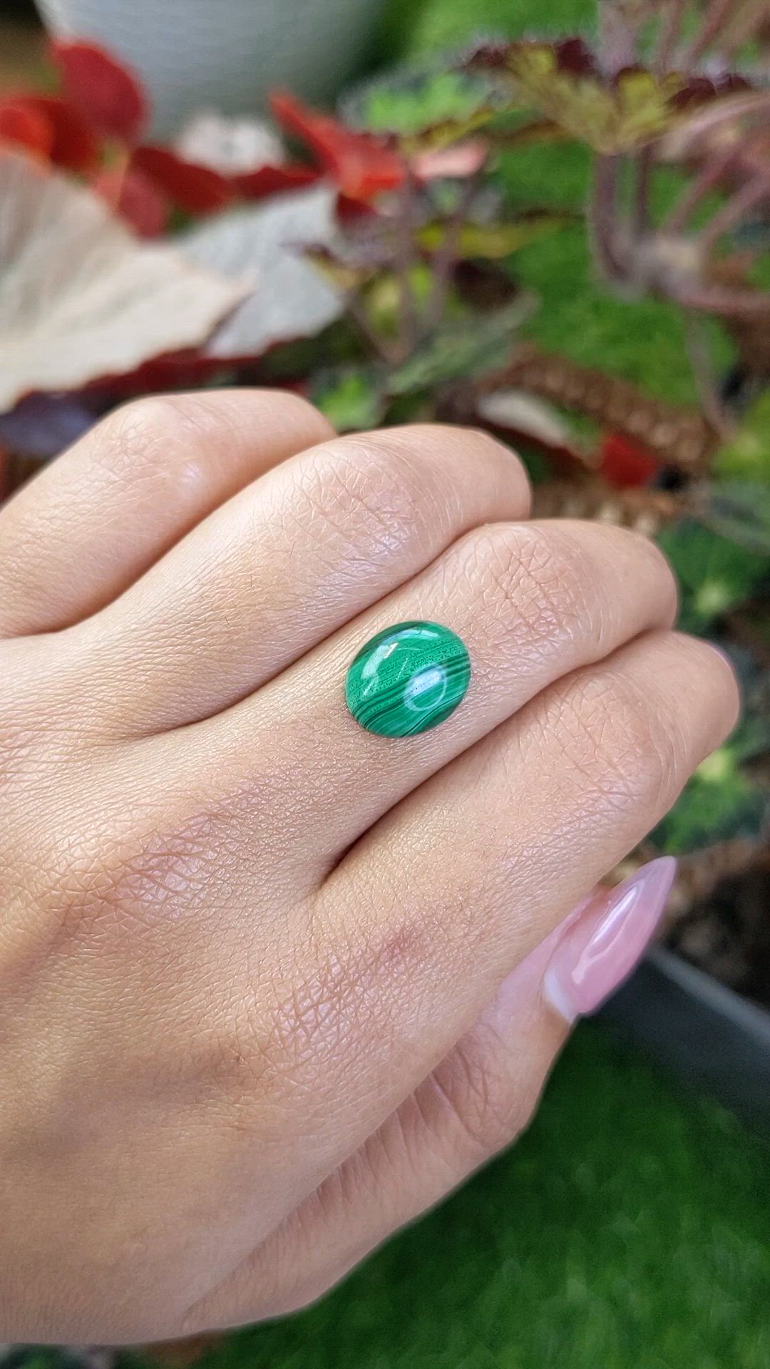 4.93 Ct. Cabochon Malachite from Russia Size Video