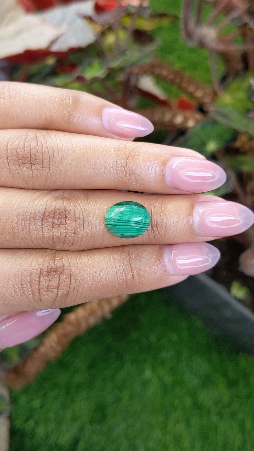 4.93 Ct. Cabochon Malachite from Russia Size Video