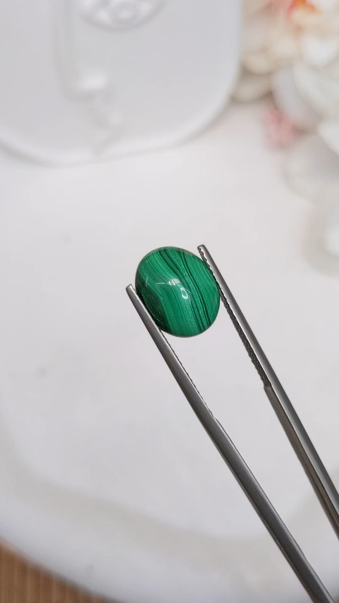 4.67 Ct. Cabochon Malachite from Russia Size Video
