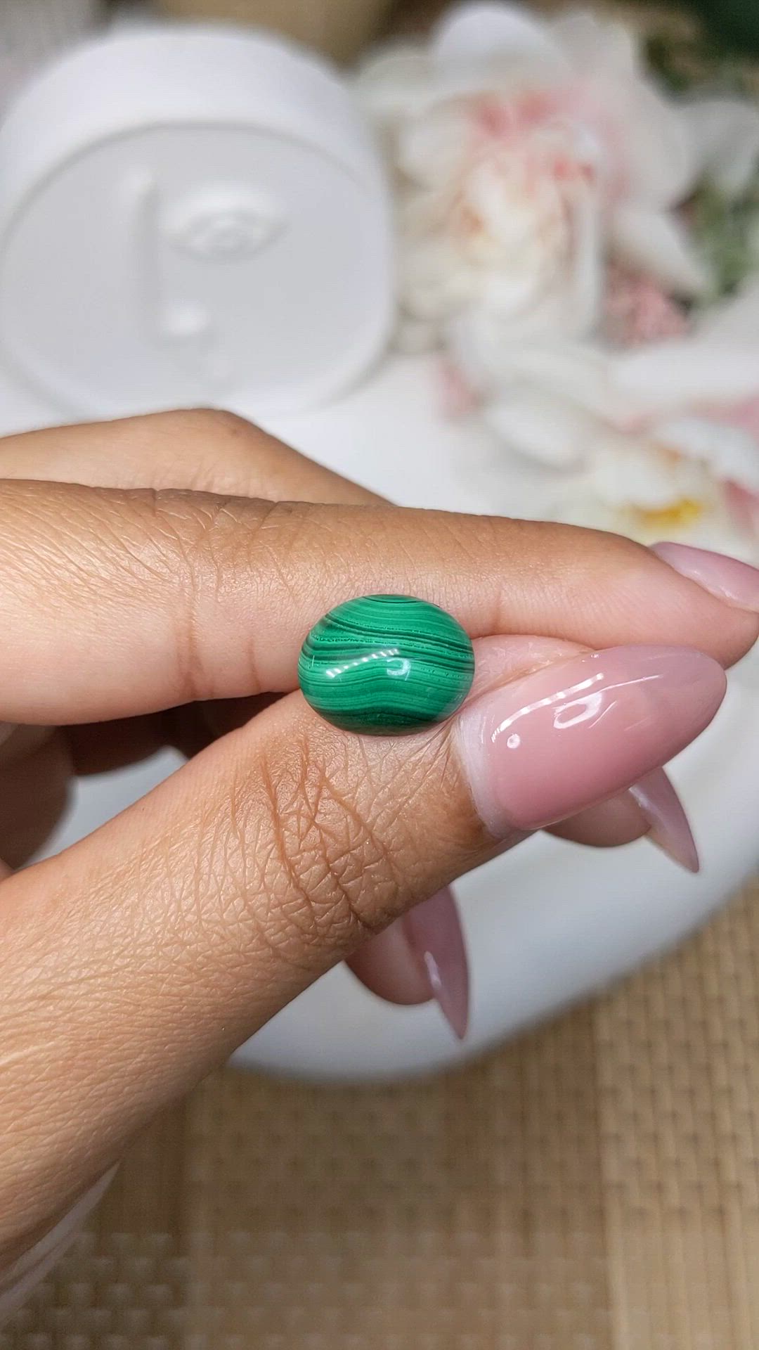 4.67 Ct. Cabochon Malachite from Russia Size Video