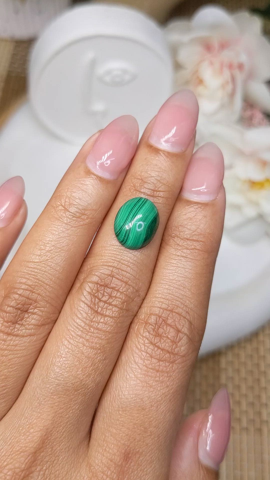 4.67 Ct. Cabochon Malachite from Russia Size Video