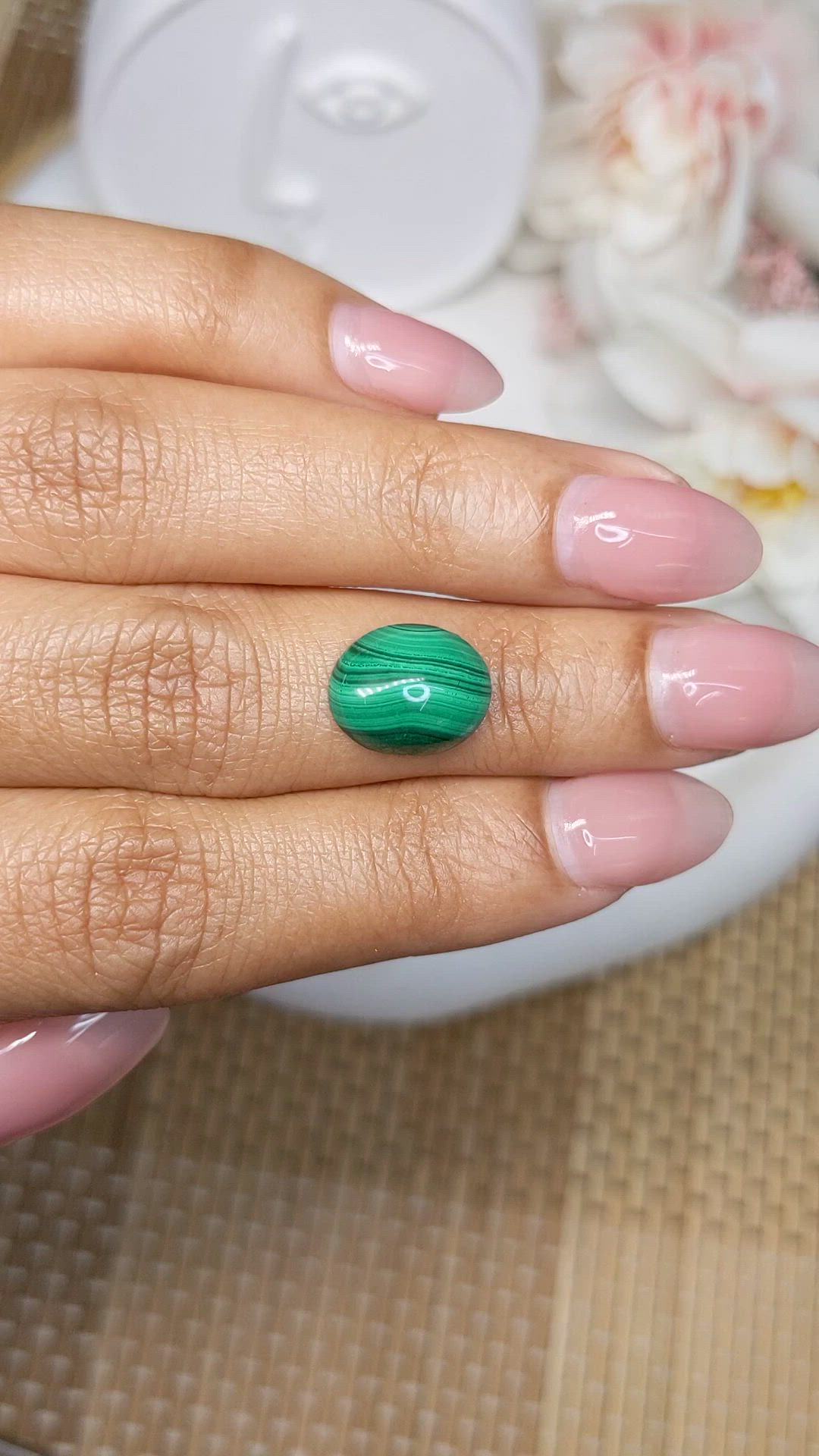 4.67 Ct. Cabochon Malachite from Russia Size Video