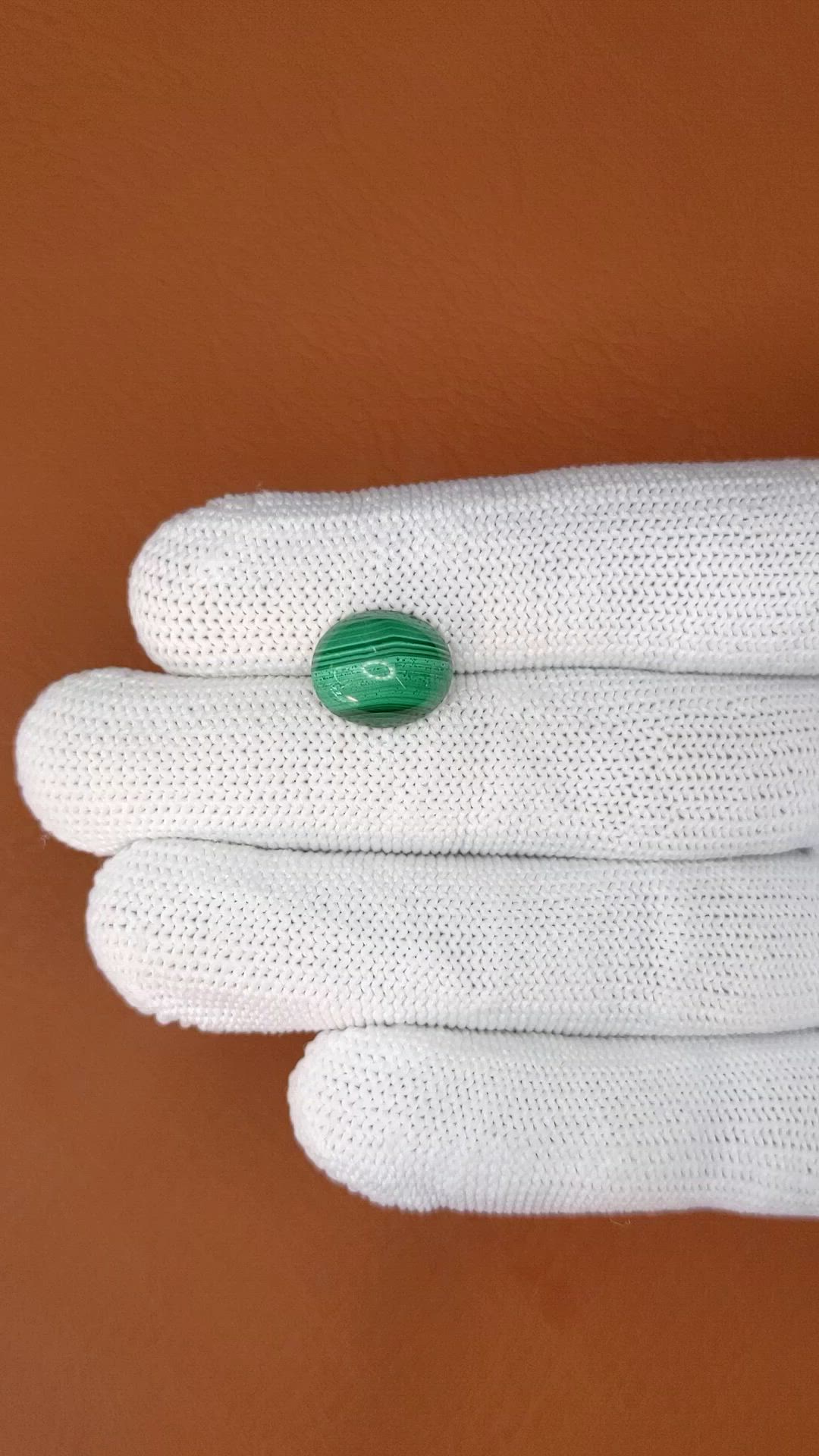 5.14 Ct. Cabochon Malachite from Russia Size Video