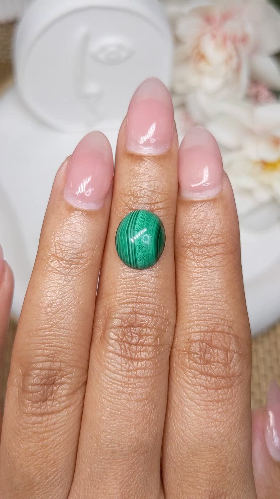 5.14 Ct. Cabochon Malachite from Russia Size Video