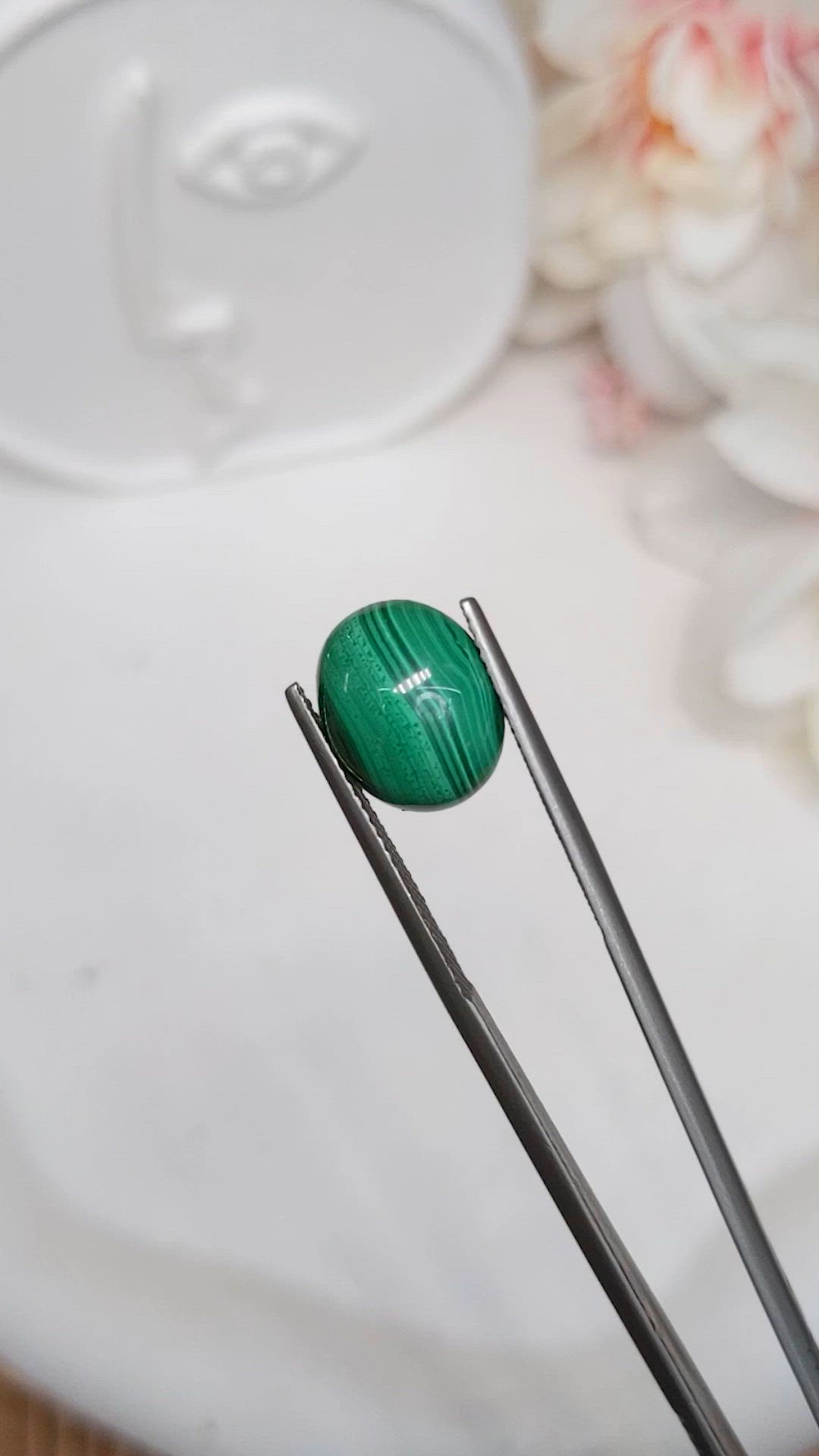 5.14 Ct. Cabochon Malachite from Russia Size Video