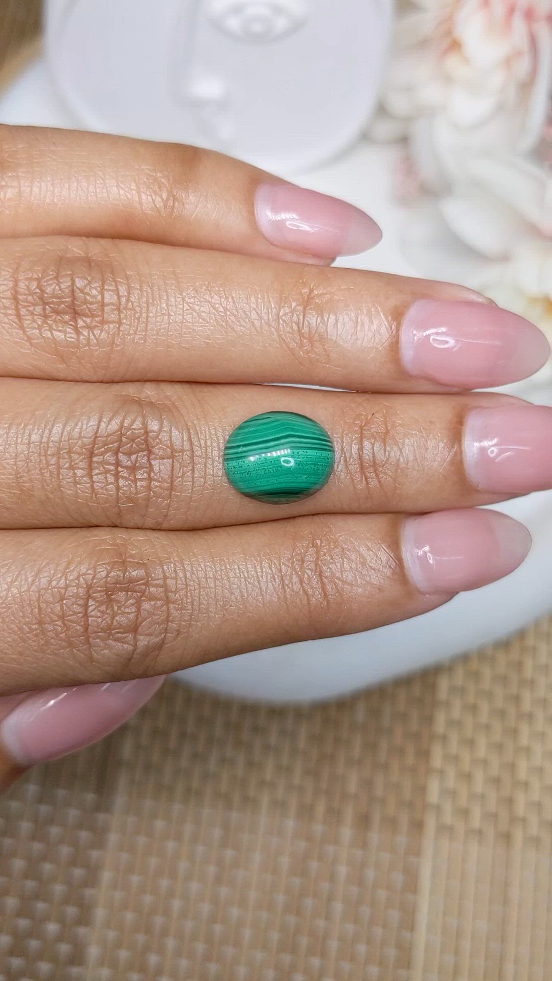 5.14 Ct. Cabochon Malachite from Russia Size Video